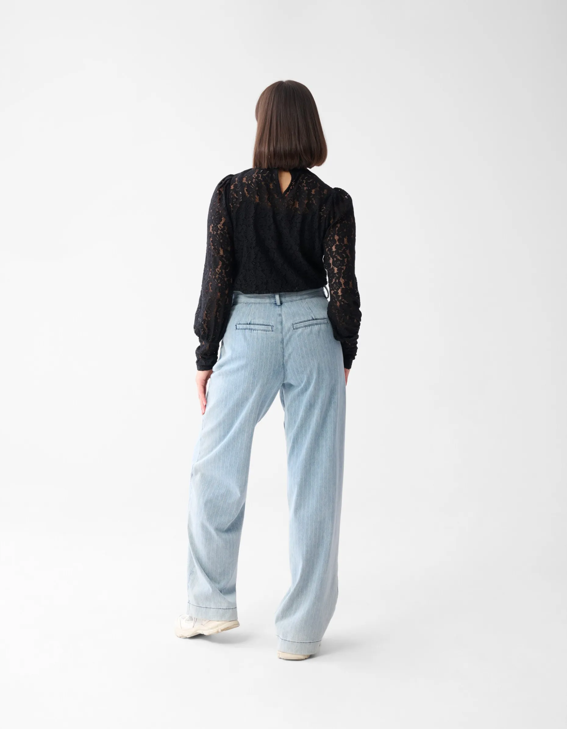 Two Tone Kanten Top Zwart