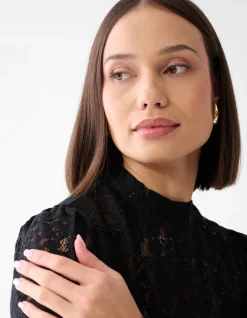 Two Tone Kanten Top Zwart