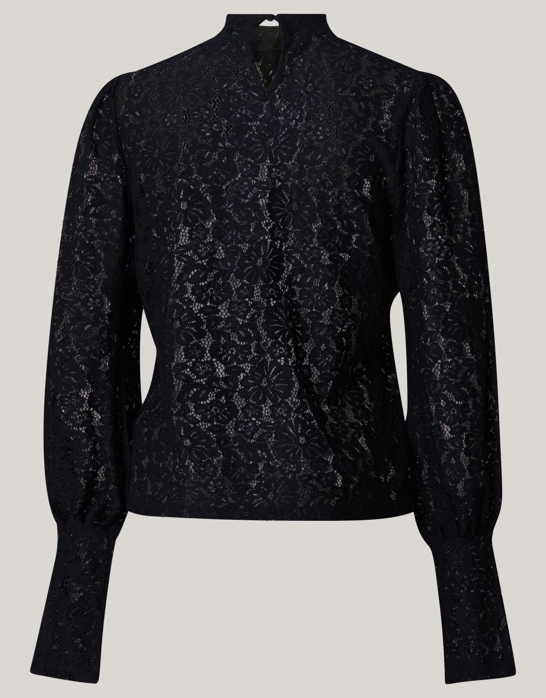 Two Tone Kanten Top Zwart