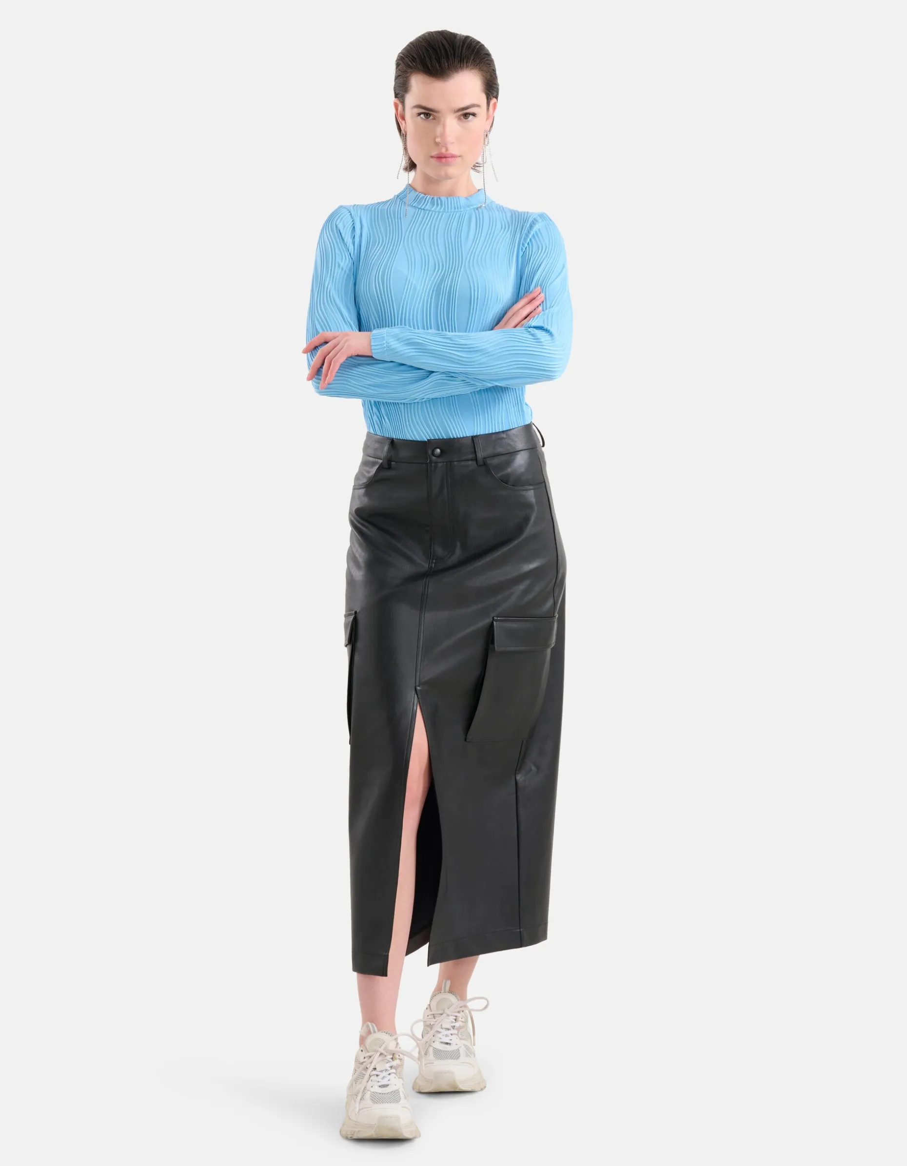 Vegan Leren Cargo Rok Zwart