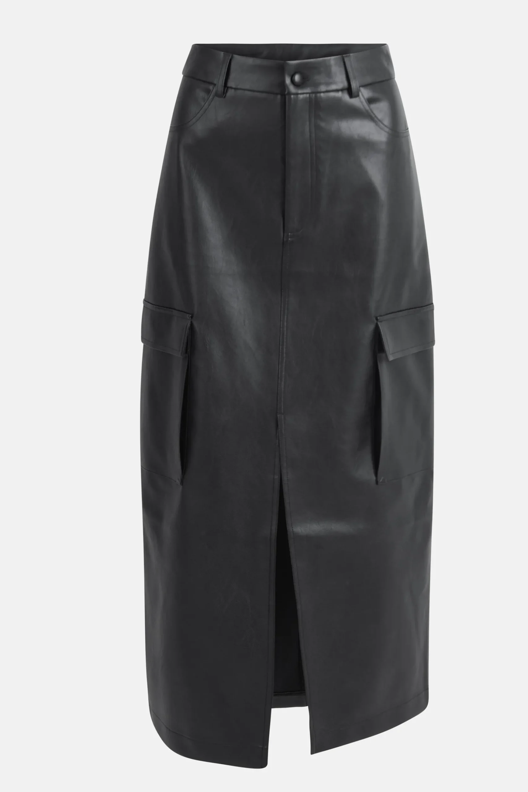Vegan Leren Cargo Rok Zwart
