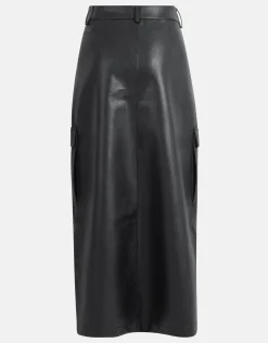 Vegan Leren Cargo Rok Zwart