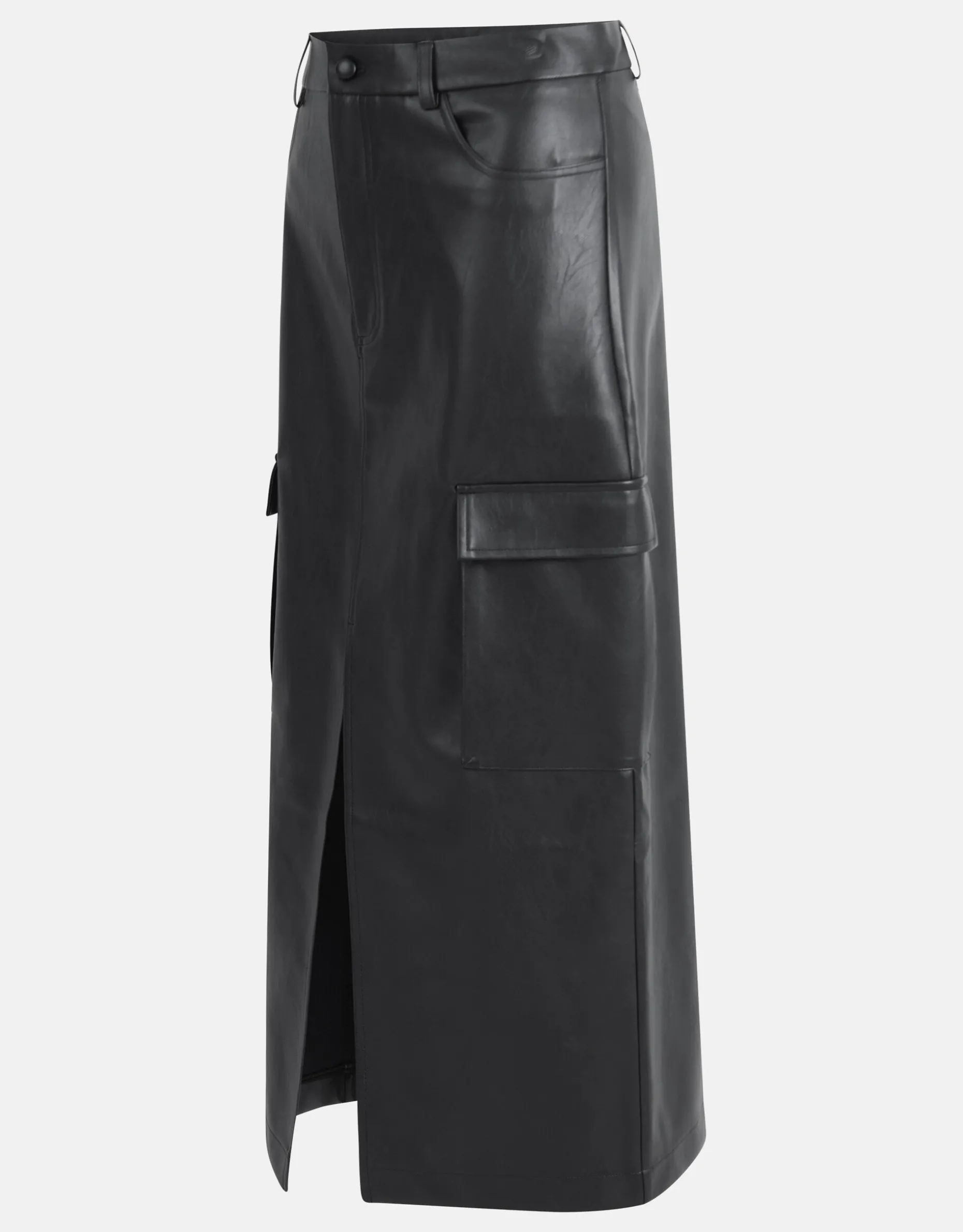 Vegan Leren Cargo Rok Zwart