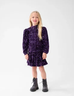 Velvet Pailletten Mini Rok Paars