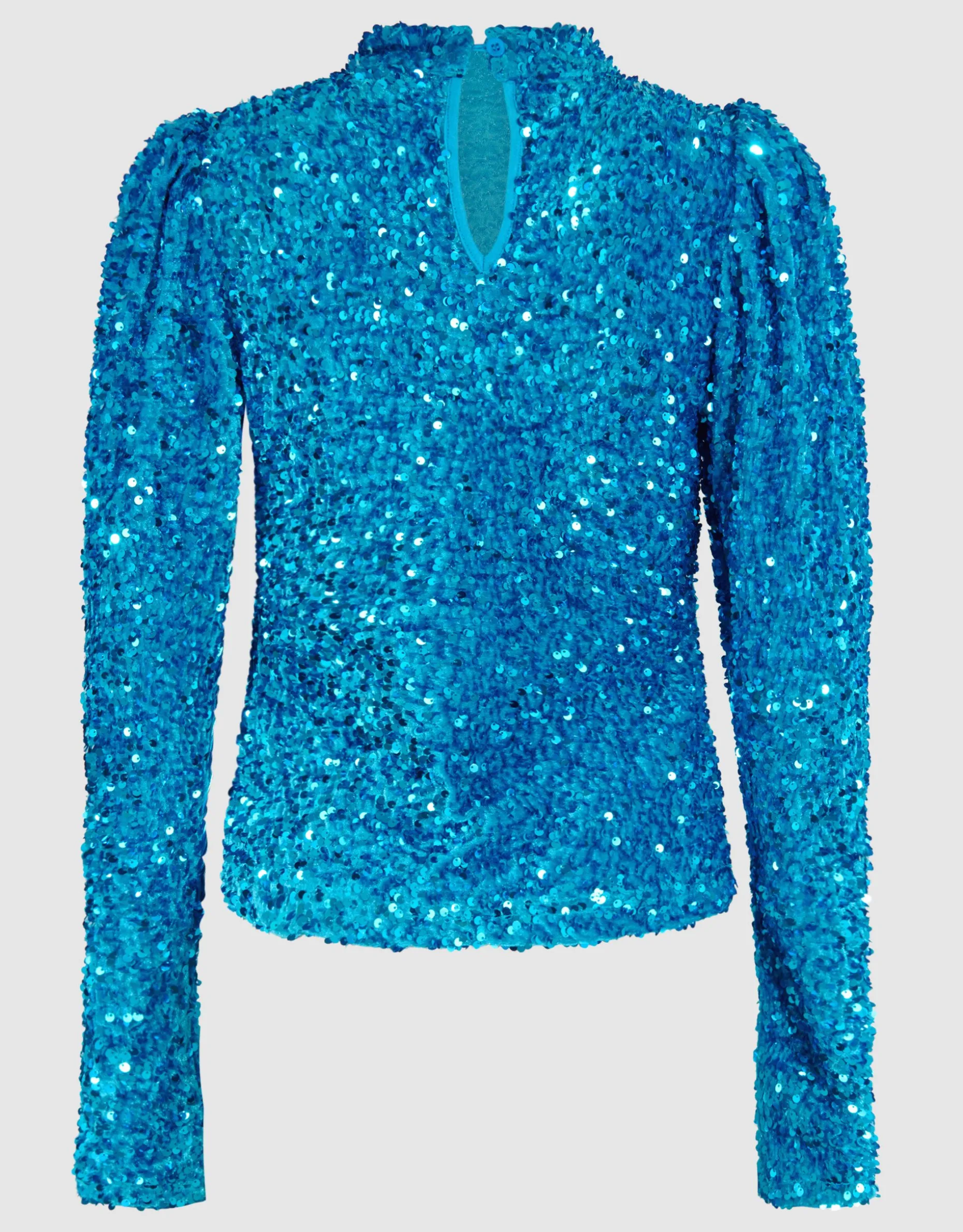 Velvet Pailletten Top Blauw