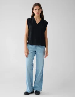 V-hals Top Zwart