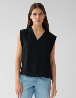 V-hals Top Zwart