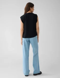 V-hals Top Zwart
