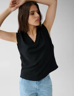 V-hals Top Zwart