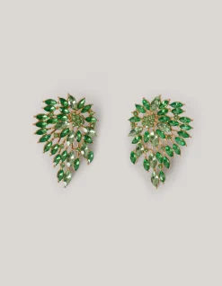 Vintage Strass Oorbellen Groen