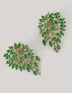 Vintage Strass Oorbellen Groen
