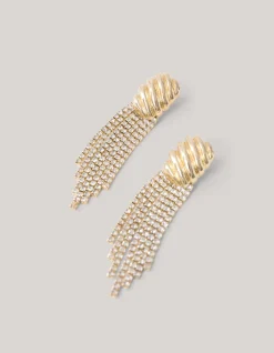 Vintage Waterfall Strass Oorbellen Goud