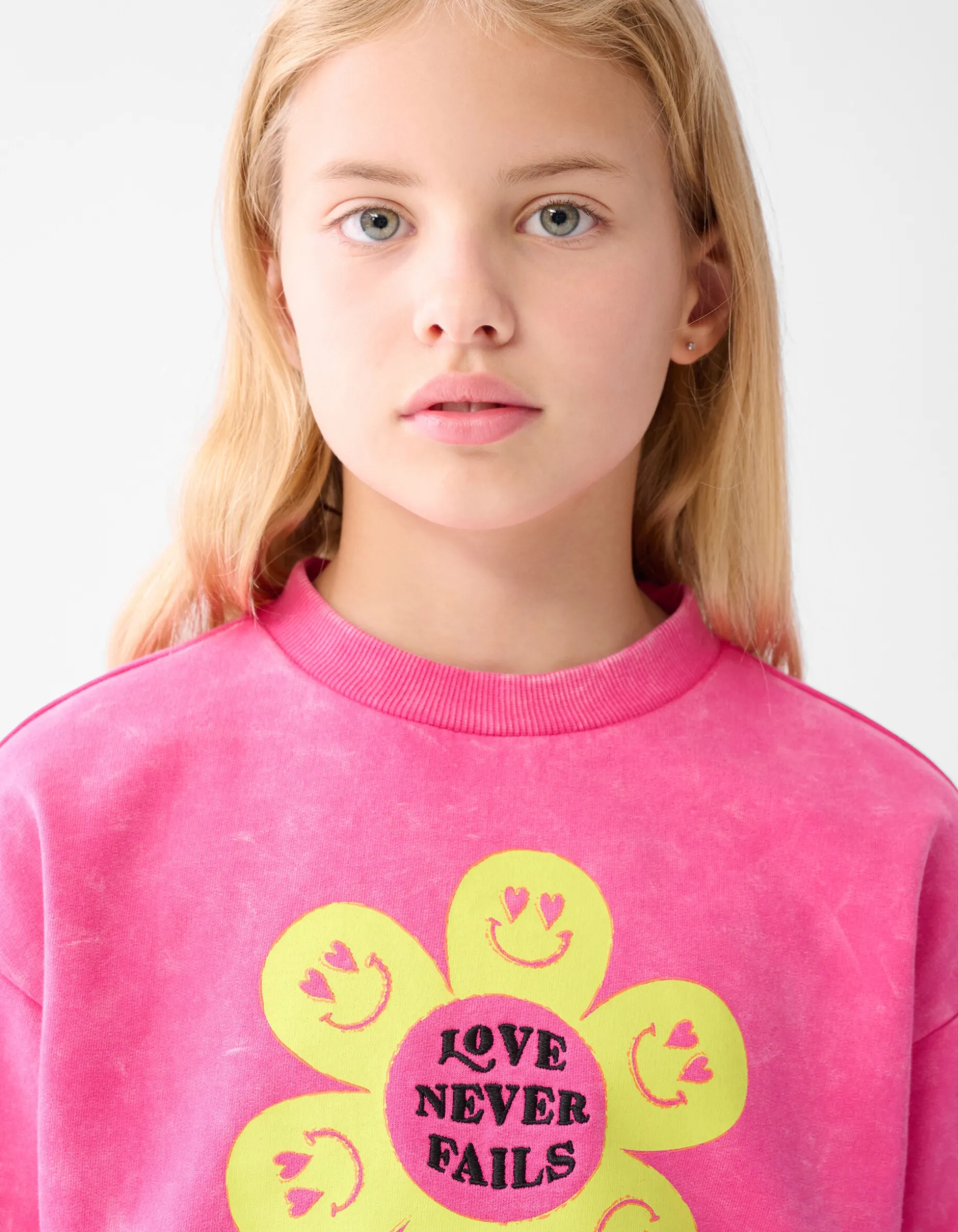 Washed Artwork Sweater Roze