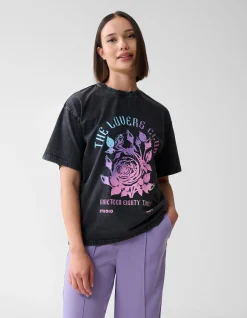 Washed Artwork T-shirt Donkergrijs