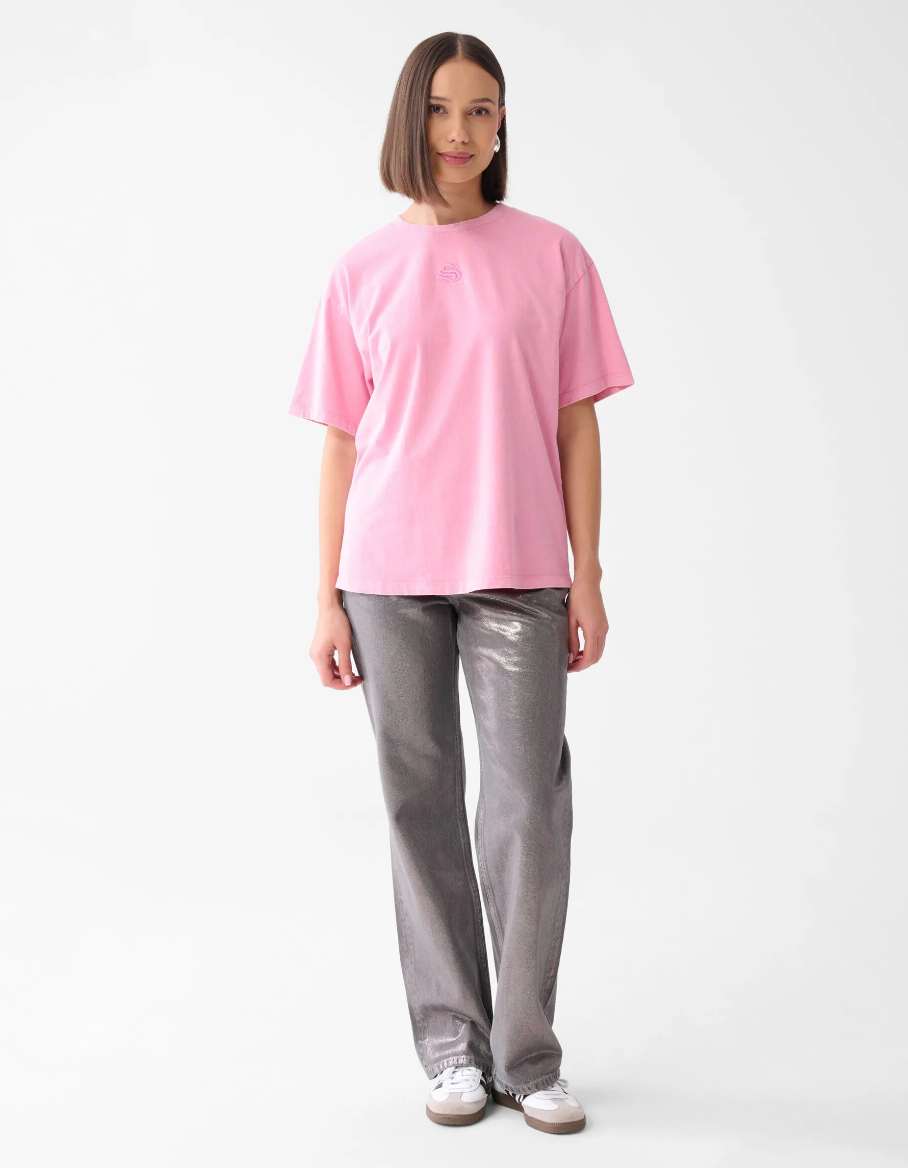 Washed Logo T-shirt Roze