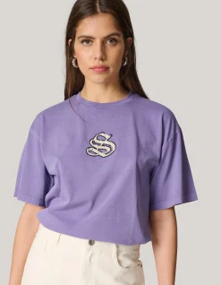 Washed Shoeby Logo T-shirt Paars