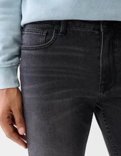 Washed Straight Fit Jeans Zwart L32