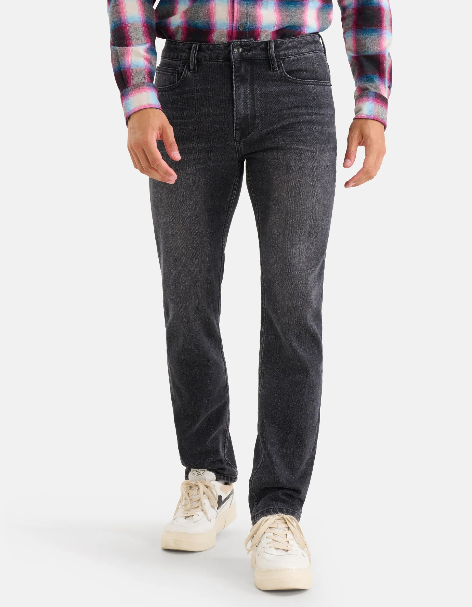 Washed Straight Fit Jeans Zwart L34