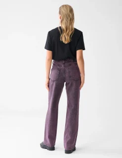 Washed Straight Fit Jeans Paars