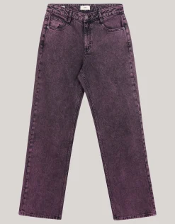 Washed Straight Fit Jeans Paars