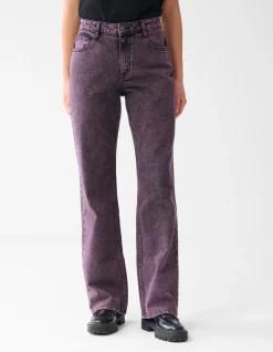 Washed Straight Fit Jeans Paars