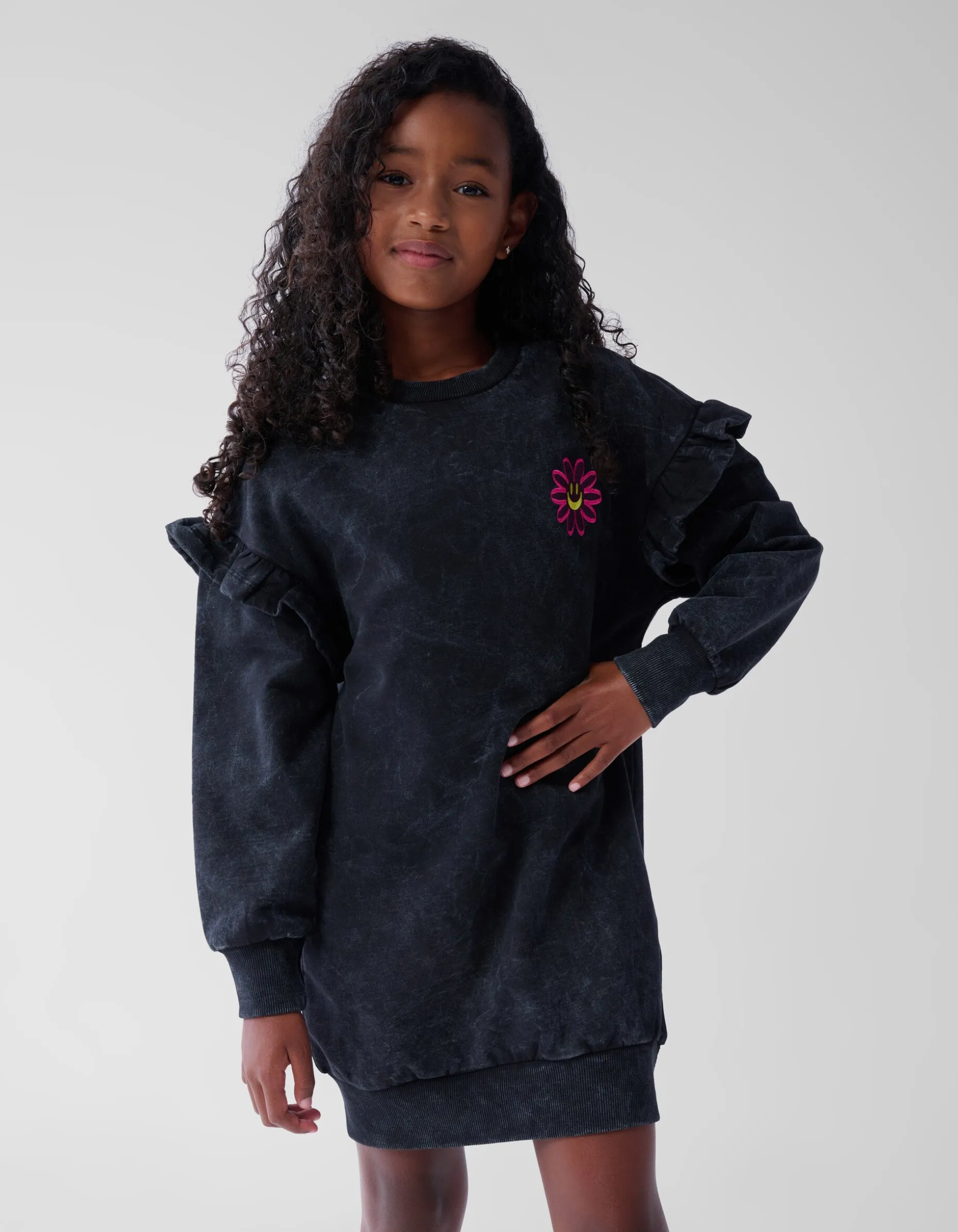 Washed Sweater Jurk Donkergrijs
