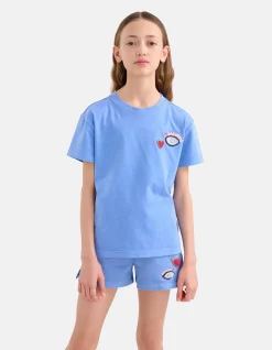 Washed T-shirt Blauw