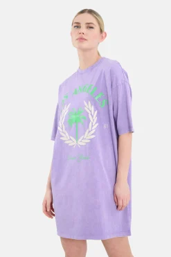 Washed T-shirt Jurk Lichtpaars