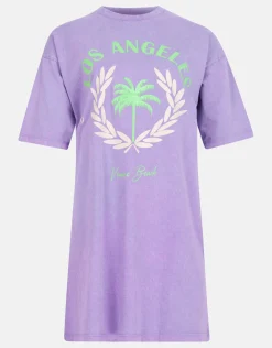 Washed T-shirt Jurk Lichtpaars