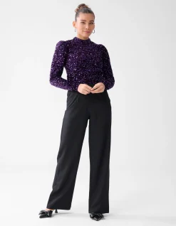 Wide Leg Broek Zwart