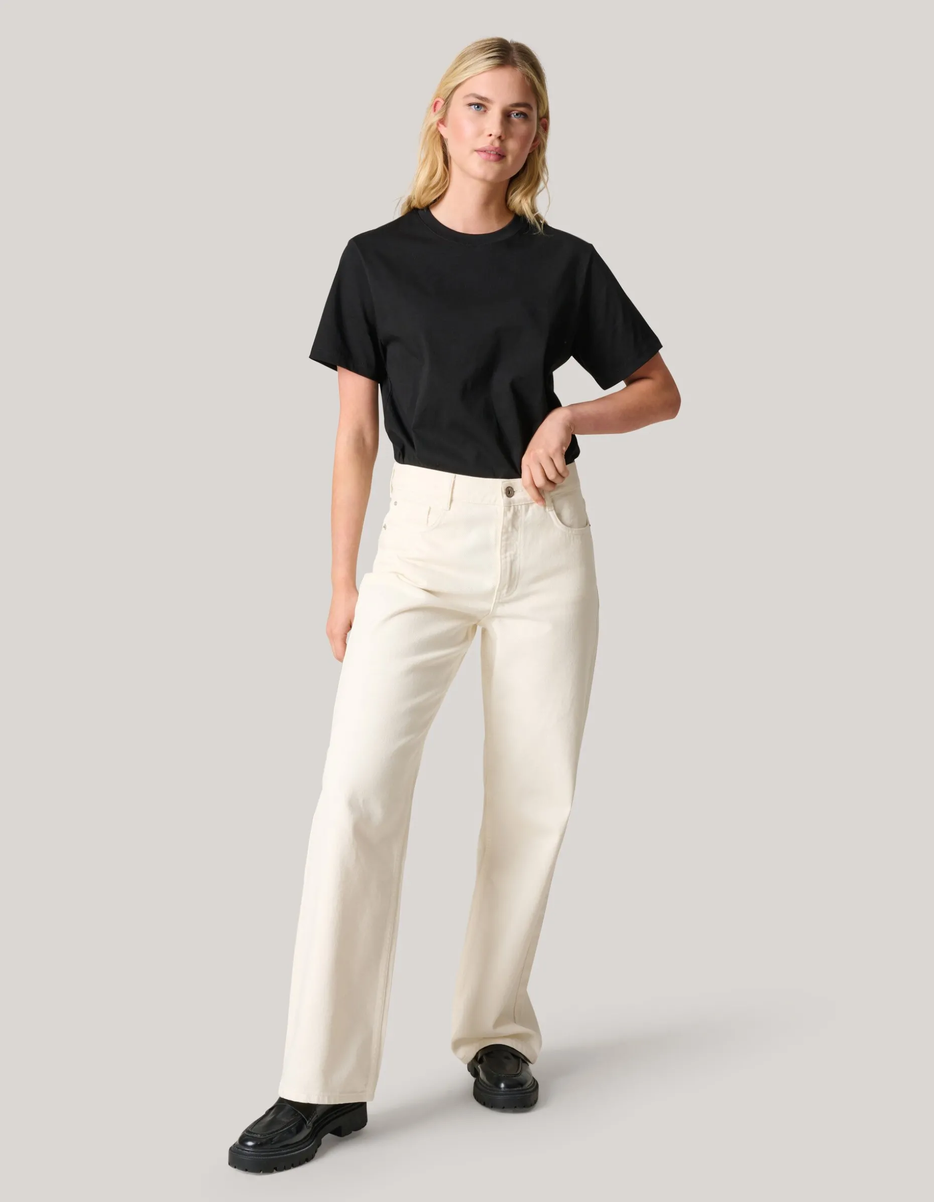 Wide Leg Jeans Gebroken Wit