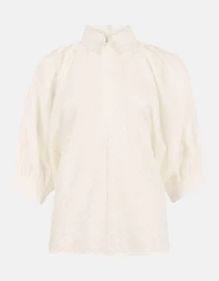 Zipper Stripe Blouse Gebroken Wit