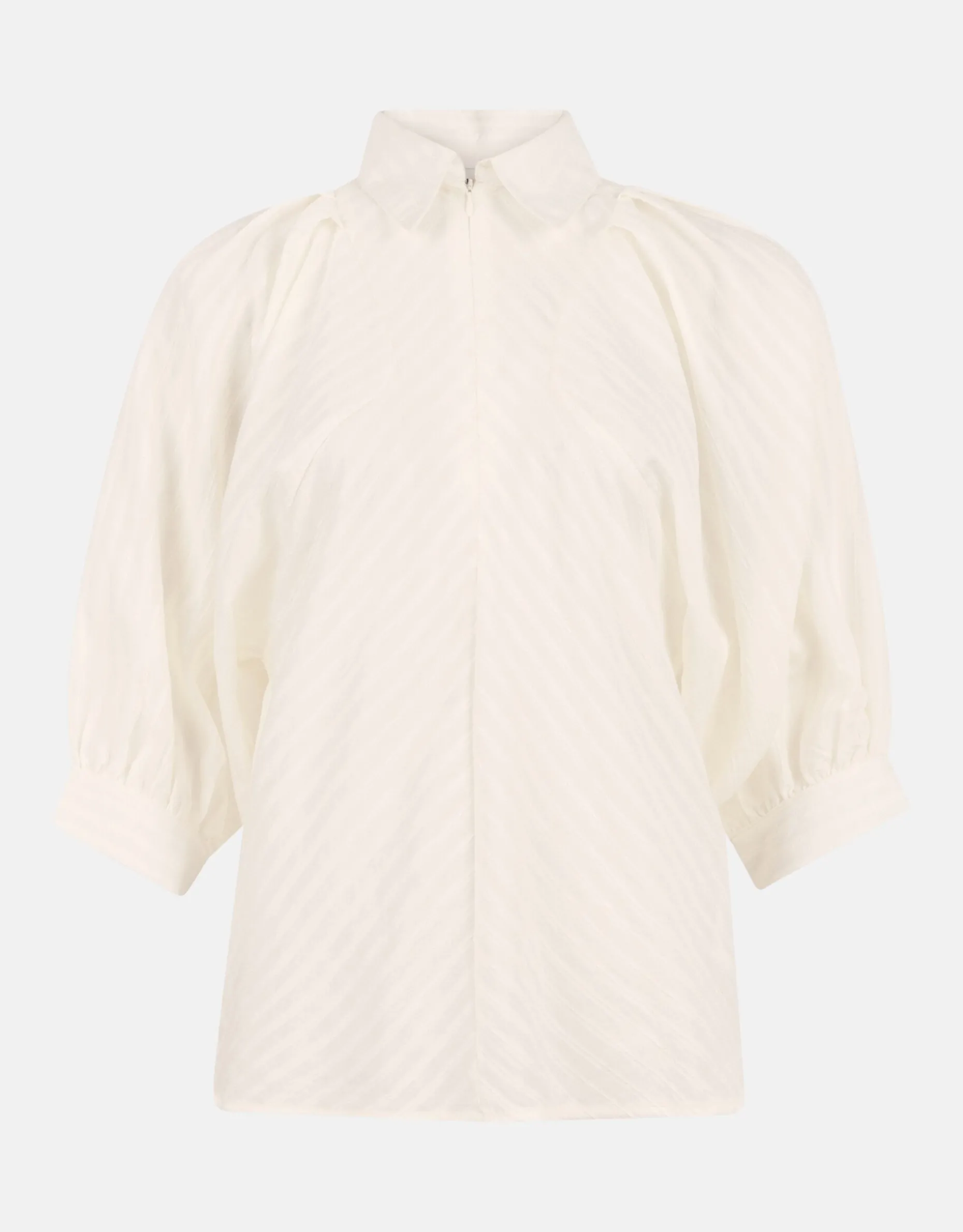 Zipper Stripe Blouse Gebroken Wit